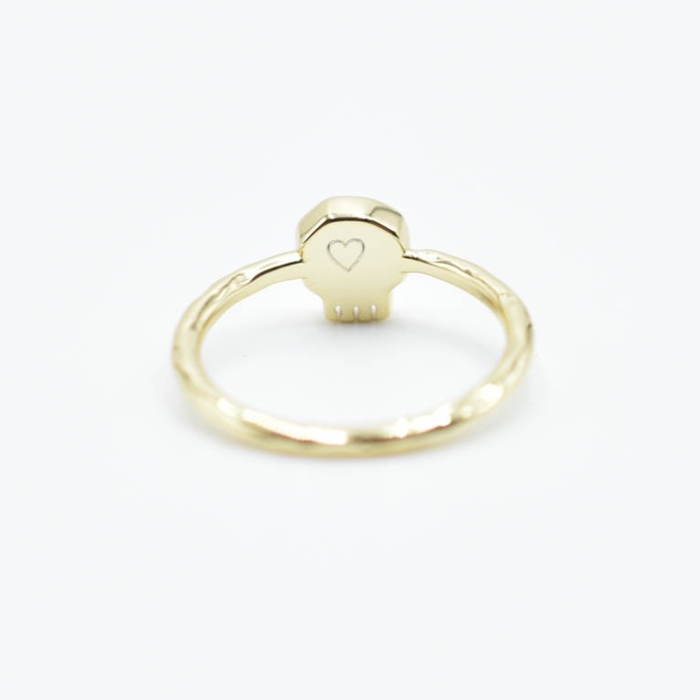 14k Gold Filled Vermeil Crystal Hollywood Forever Skull Ring - Picture 7 of 17